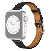 Lederen vervangende horlogebanden met kleine taille voor Apple Watch Series 6 & SE & 5 & 4 44 mm / 3 & 2 & 1 42 mm (zwart)