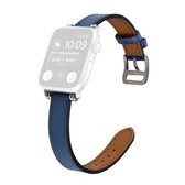Enkele cirkel 14 mm met kralenstijl lederen vervangende band horlogeband voor Apple Watch Series 6 & SE & 5 & 4 44 mm / 3 & 2 & 1 42 mm (blauw)