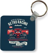 Sleutelhanger - Uitdeelcadeautjes - Auto - Racebaan - Vintage - Plastic - Vaderdag cadeau - Geschenk - Cadeautje voor hem - Tip - Mannen