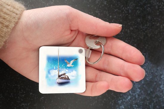 Sleutelhanger - Uitdeelcadeautjes - Boot - Vogel - Zee - Waterverf - Plastic