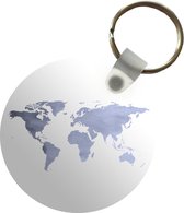 Porte-clés - Carte du Wereldkaart - Argent - Wit - Plastique - Rond - Cadeaux à distribuer