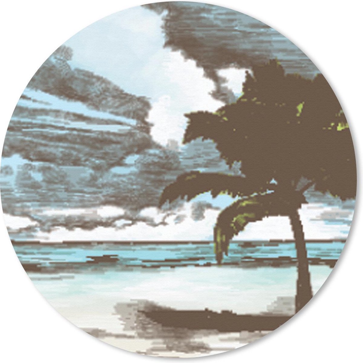 Muismat rond 30x30 cm - Mousepad Strand - Palmboom - Zee - Ronde muismatten