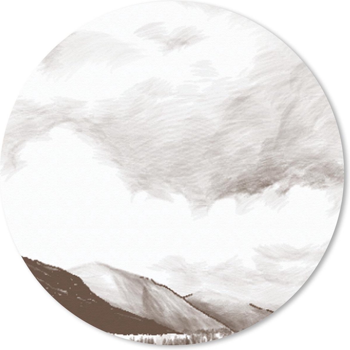 Muismat rond 30x30 cm - Mousepad Lucht - Berg - Zwart - Wit - Ronde muismatten