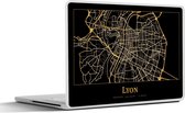 Laptop sticker - 12.3 inch - Kaart - Lyon - Zwart - Goud - 30x22cm - Laptopstickers - Laptop skin - Cover