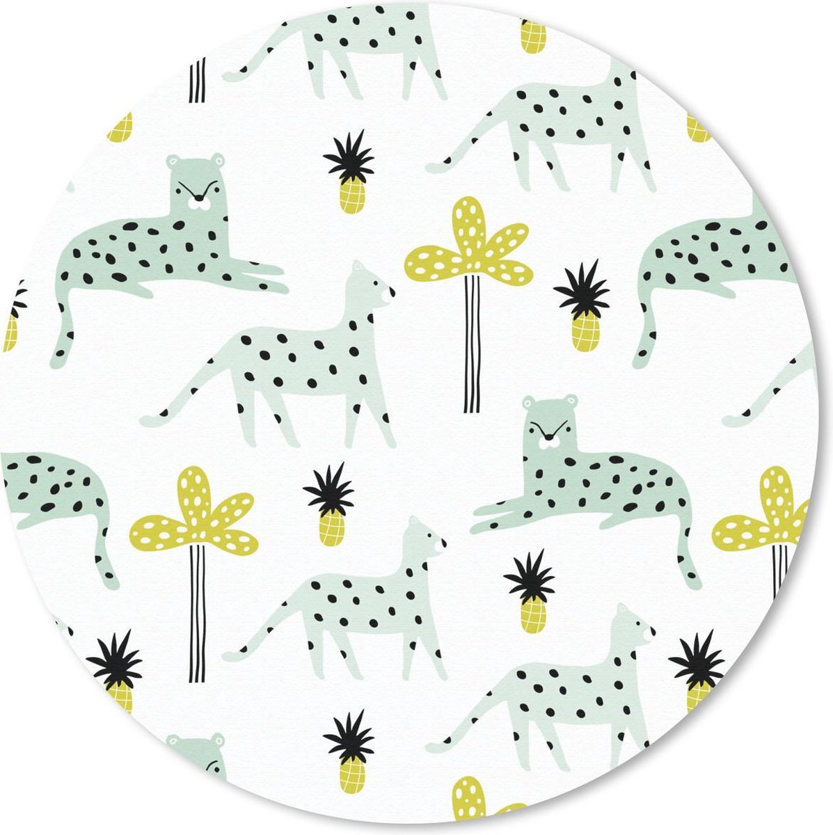 Muismat rond 30x30 cm - Mousepad Panter - Fruit - Wit - Ronde muismatten
