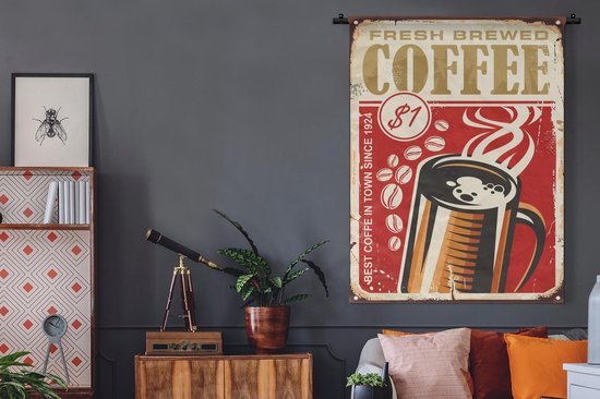 Tapisserie - Tapisserie - Café - Vintage - Assiette - Coffee - 120x160 cm - Tapisserie