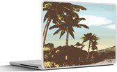 Laptop sticker - 10.1 inch - Strand - Palmboom - Berg - 25x18cm - Laptopstickers - Laptop skin - Cover