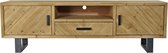 Tv-meubel DKD Home Decor Zwart Metaal Spar Lichtbruin (160 x 40 x 50 cm)
