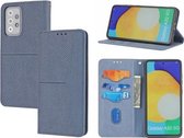 Voor Samsung Galaxy A52 4G/5G Geweven Textuur Stiksels Magnetische Horizontale Flip PU Lederen Case met Houder & Kaartsleuven & Portemonnee & Lanyard (Grijs)