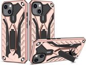 Schokbestendige TPU + pc-beschermhoes met houder voor iPhone 13 (roségoud)