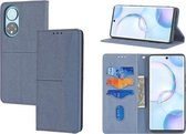 Voor Honor 50 Pro Geweven Textuur Stiksels Magnetische Horizontale Flip PU Lederen Case met Houder & Kaartsleuven & Portemonnee & Lanyard (Grijs)