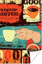 Koffie vintage met kleurrijke afbeeldingen 80x120 cm - Foto print op Poster (wanddecoratie woonkamer / slaapkamer)