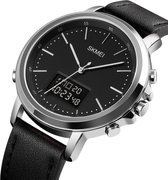 Horloges voor mannen – Silver met lerenband - Heren Horloge - Waterdicht - +Horlogeband versteller - Diverse Modellen