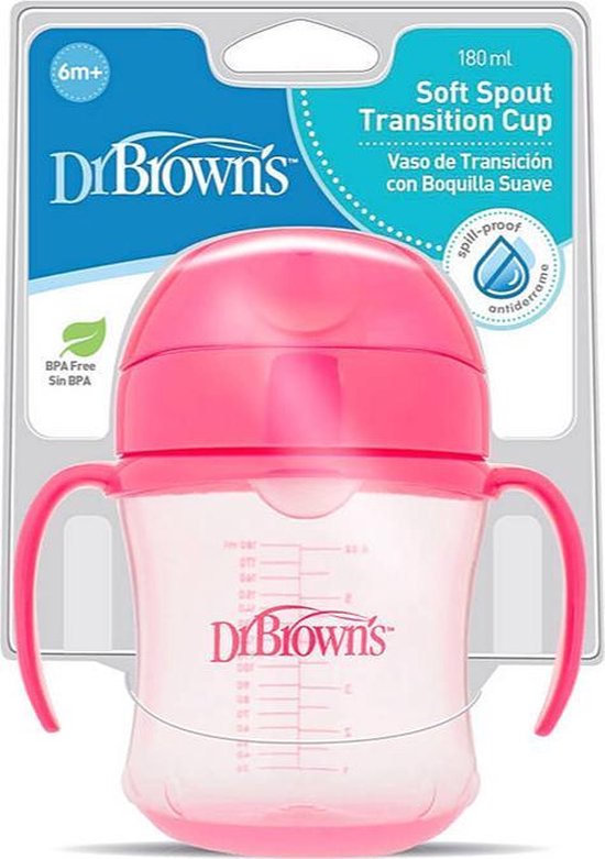Dr. Browns trainings Drinkbeker - Met zachte tuit - 180 ml - roze - Dr. Brown's