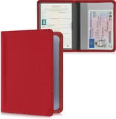 kwmobile hoes voor kentekenbewijs en rijbewijs - Hoesje met pasjeshouder in rood - Omslag van neopreen