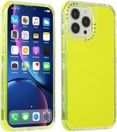 Dream Transparency TPU + pc schokbestendige achterkant van de behuizing voor iPhone 13 Pro Max (fluorescerend groen)