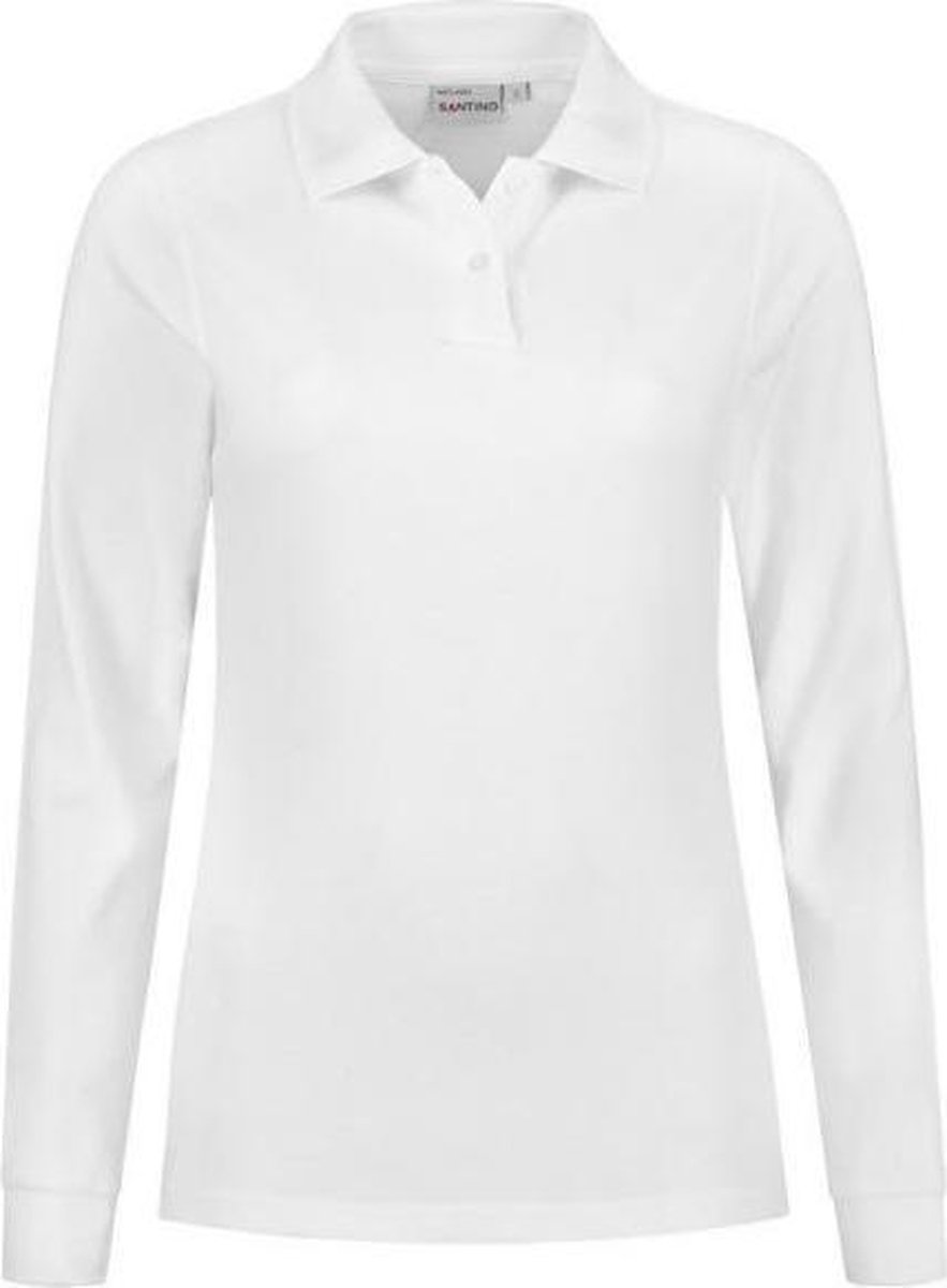 Santino Matt Dames Polo-shirt lange mouwen - Wit - XS