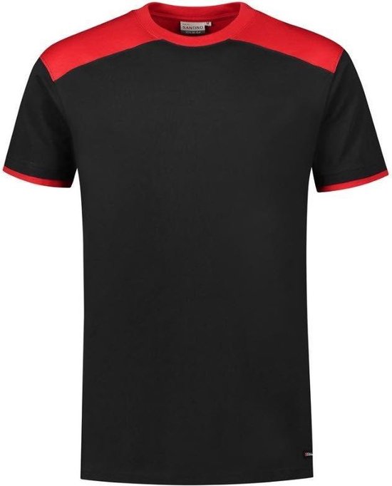 Santino Tiesto 2color T-shirt (190g/m2) - Zwart | Rood - L - Santino