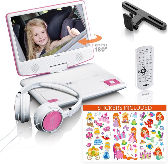 Lenco DVP-920PK - Draagbare DVD-speler met hoofdtelefoon en beugel voor in  de auto -... | bol.com