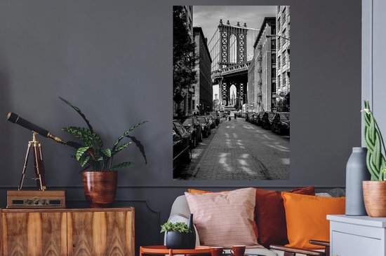 Stickers muraux - New York - Dumbo - Zwart - Wit - 80x120 cm - Feuille adhésive