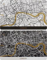 Placemat DKD Home Decor London Wit Zwart Polypropeen (PP) (2 pcs) (43.5 x 28.5 x 28.5 cm)