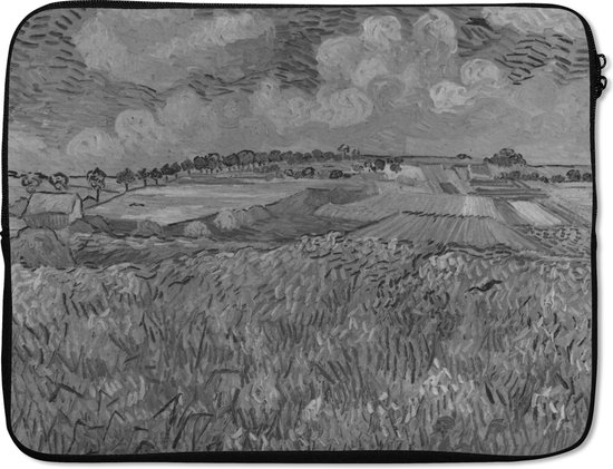 Housse ordinateur 15 pouces 38x29 cm - Vincent van Gogh - Housse Macbook & Laptop Grainveld en noir et blanc - Peinture de Vincent van Gogh - Housse ordinateur portable avec photo