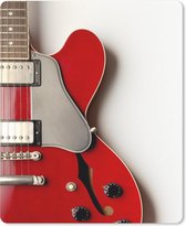 Muismat Elektrische gitaar - Een rode elektrische gitaar muismat rubber - 19x23 cm - Muismat met foto