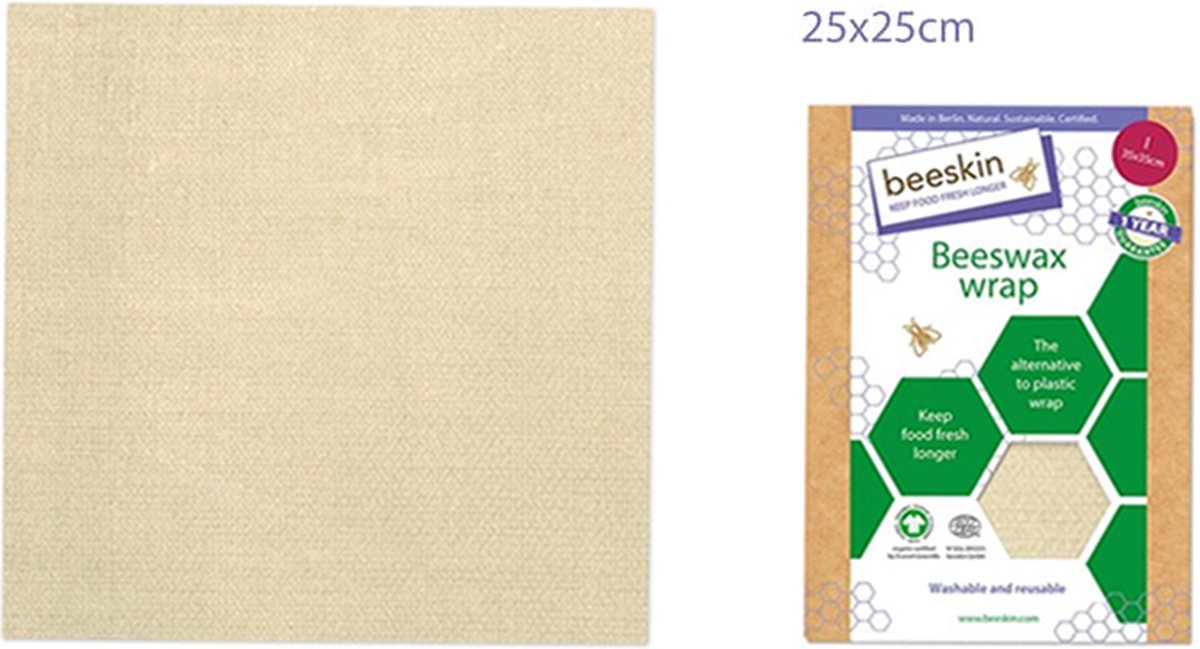 Goedkoopste Beeskin Bijenwasdoek - Langer vers voedsel - Small - 25x25 cm - Natural print