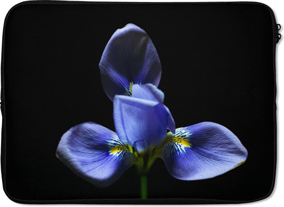 Laptophoes 13 inch 34x24 cm - Iris - Macbook & Laptop sleeve Iris voor zwarte achtergrond - Laptop hoes met foto