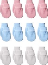 wanten kinderen - zinaps 12 pars passebors baby mittens katoen geen krassende babywanten voor 0-6 maanden baby jongens meisjes (wit, roze, blauw) -  (WK 02124)