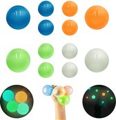 Stressbalken Kinderen - Zinaps 12 stuks Stress reliëf ballen, plakbal plafond kleverige ballen (4 stuks 2,6 inch en 8 stuks 1,8 inch)- (WK 02127)