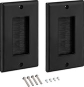 kwmobile kabeldoorvoer - Set van 2 - Afdekking met borstels voor wandstopcontact - Wegwerking van kabels - Voor Amerikaanse stopcontacten - Zwart