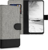 kwmobile telefoonhoesje voor OnePlus Nord N100 - Hoesje met pasjeshouder in grijs / zwart - Case met portemonnee