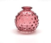 Cactula klein rond vaasje van glas in het roze met stipjes