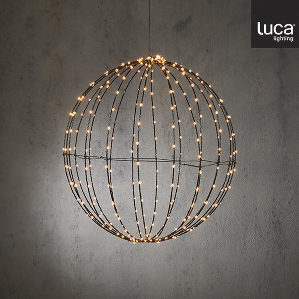 Luca Lighting Kerstverlichting Bal met Warm Witte LED Lampjes - Ø50 cm -  Zwart | bol.com