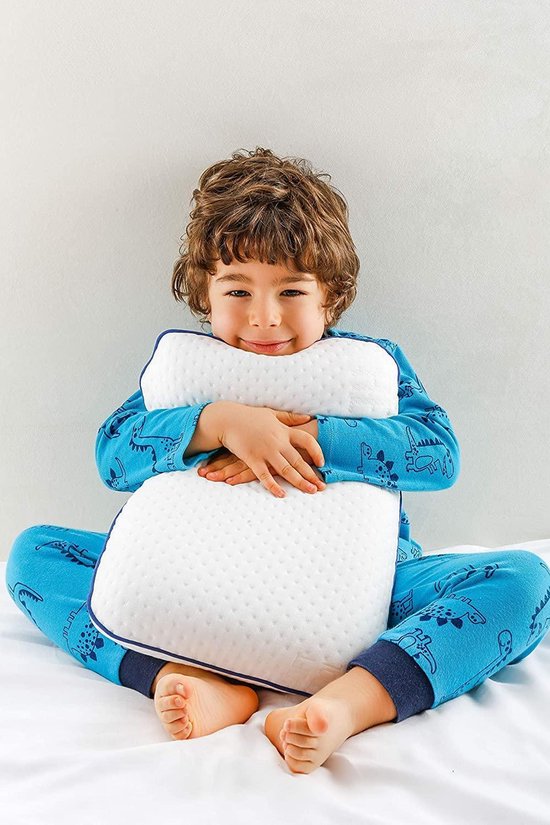 Oreiller Enfant Ergonomique - Soutien Cou Et Tête, 46x26 Cm - En Mousse Et Soie Glacée, Doux Et Lavable - Pour Garçons Et Filles