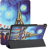 Voor Huawei MatePad T 10s Zijde Textuur Gekleurd Tekenpatroon Horizontale Flip Magnetische PU Lederen Case met Drie-opvouwbare Houder (Star Tower)