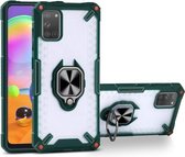 Matte TPU + PC magnetische schokbestendige hoes met ringhouder voor Samsung Galaxy A31 (donkergroen)