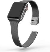 By Qubix Milanese slim fit bandje - Zwart - Geschikt voor Apple Watch 42mm - 44mm - 45mm - Ultra - 49mm - Compatible Apple watch bandje - smartwatch