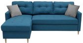 FALSLEV Omkeerbare vaste hoekbank - Blauwe stof - L 215 x D 145 x H 93 cm
