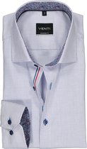 Venti Modern Fit overhemd - blauw met wit mini dessin structuur (contrast) - Strijkvrij - Boordmaat: 42