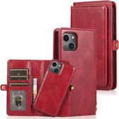Sterke magnetische afneembare horizontale flip lederen hoes met kaartsleuven en portemonnee voor iPhone 13 Pro (rood)