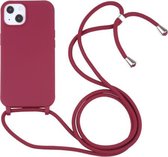 Candy Colors TPU-beschermhoes met lanyard voor iPhone 13 mini (rood)