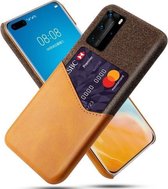 Voor Huawei P40 Pro Doek Textuur PC + PU Lederen Achterkant Schokbestendig Hoesje met Kaartsleuf (Oranje)