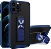 Dual-color Skin Feel TPU + PC Magnetische schokbestendige hoes met onzichtbare houder voor iPhone 13 Pro Max (blauw)