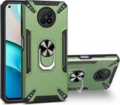 Voor Xiaomi Redmi Note 9 5G PC + TPU-beschermhoes met 360 graden draaibare ringhouder (donkergroen)