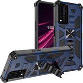 Voor T-Mobile REVVL V + 5G Schokbestendige TPU + PC Magnetische beschermhoes met houder (blauw)