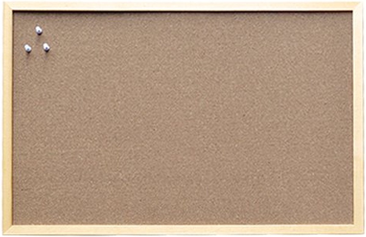 Prikbord kurk houten lijst 40 x 60 cm met setje punaises 5 stuks - Merkloos