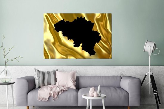 Décoration murale Métal - Peinture Aluminium Industriel - Carte - België - Zwart - 180x120 cm - Dibond - Photo sur aluminium - Décoration murale industrielle - Pour le salon/chambre