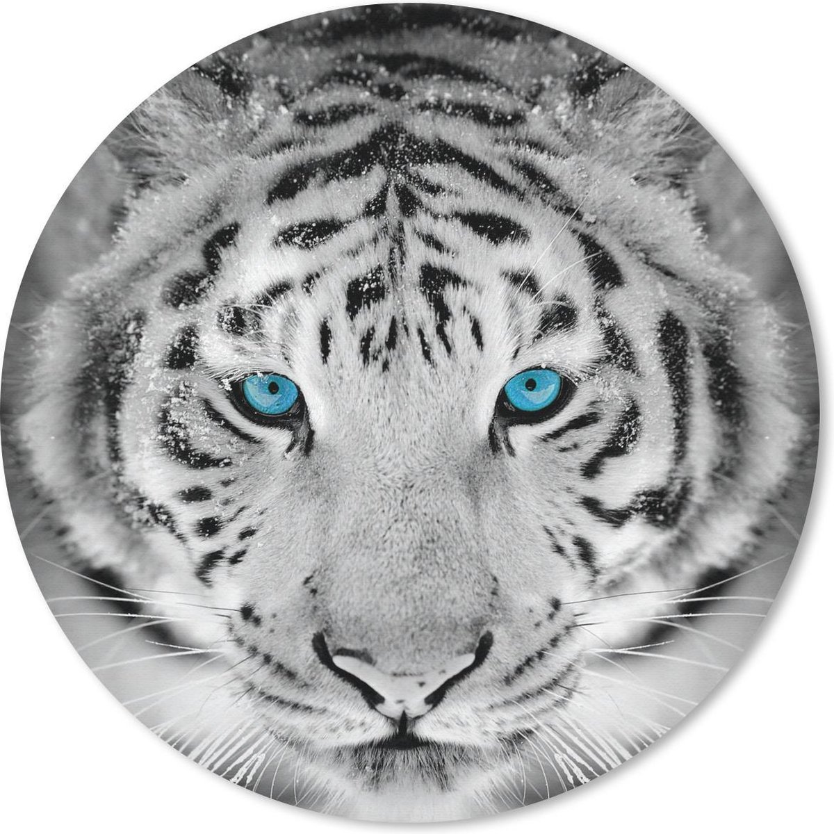 Muismat rond 20x20 cm - Mousepad Tijger - Wit - Ogen - Ronde muismatten